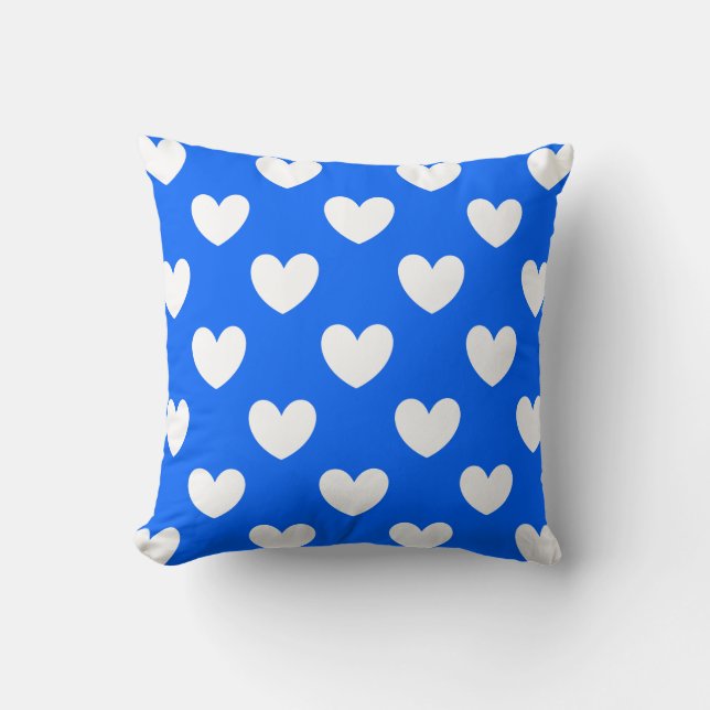 Blaue Polka-Herzen Kissen (Vorderseite)