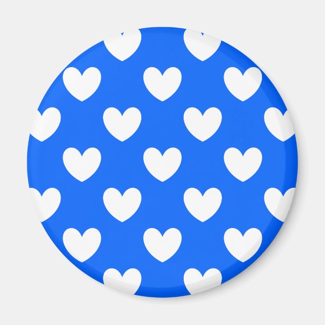 Blaue Polka-Herzen Magnet (Vorne)