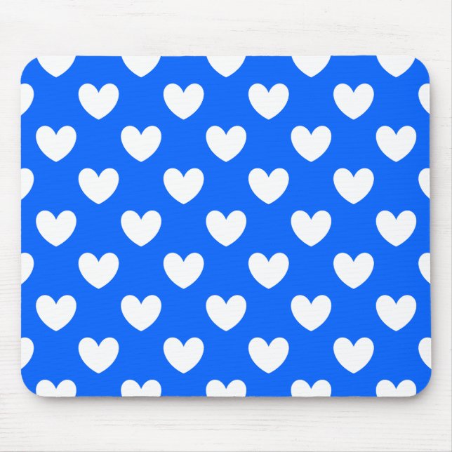 Blaue Polka-Herzen Mousepad (Vorne)