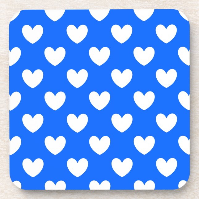 Blaue Polka-Herzen Untersetzer (Vorderseite)