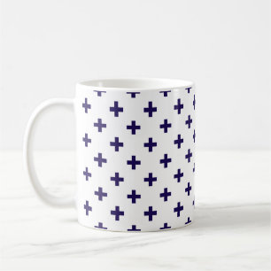 Blaue Polka-Kreuze in Weiß Kaffeetasse