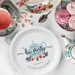 Blaue Polka-Punkt-Vintage Pappteller