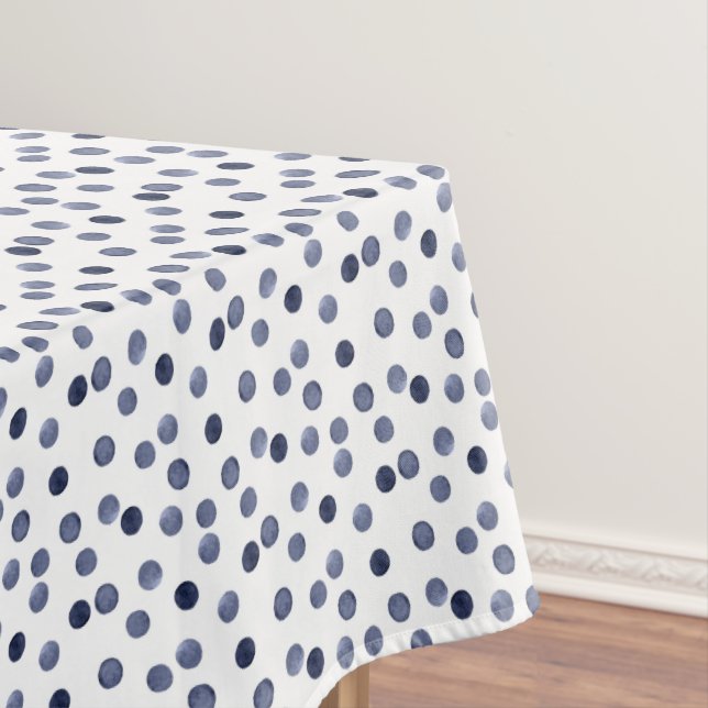 Blaue Polka Punkt Wasserfarbe Tischdecke (Beispiel)