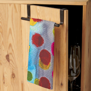 Blaue Polka Punkte Aquarell abstrakt Geschirrtuch