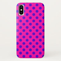 Blaue Polka-Punkte auf Fuchsia