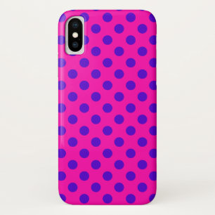 Blaue Polka-Punkte auf Fuchsia Case-Mate iPhone Hülle