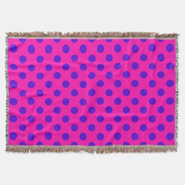 Blaue Polka-Punkte auf Fuchsia Decke (Vorderseite)