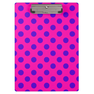 Blaue Polka-Punkte auf Fuchsia Klemmbrett