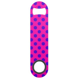 Blaue Polka-Punkte auf Fuchsia Speedflaschenöffner