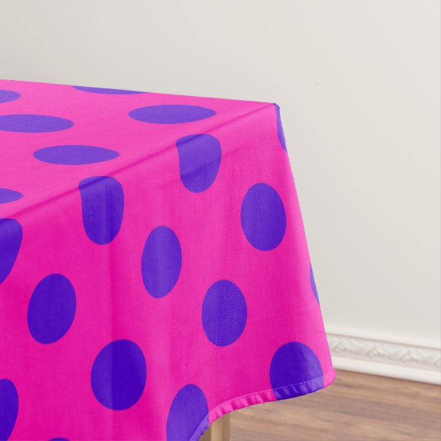 Blaue Polka-Punkte auf Fuchsia Tischdecke (Beispiel)