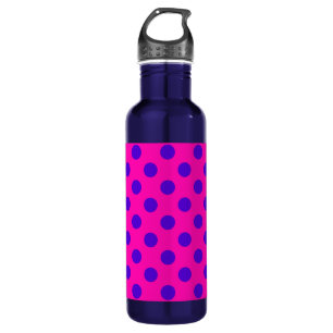 Blaue Polka-Punkte auf Fuchsia Trinkflasche