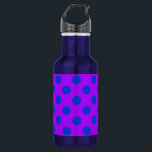 Blaue Polka Punkte auf lila Edelstahlflasche<br><div class="desc">Blaue Polka Punkte auf lila</div>