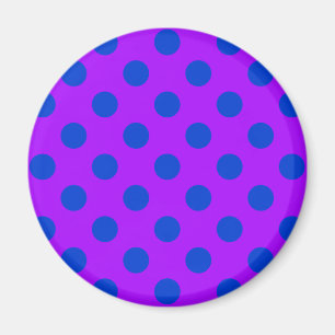 Blaue Polka Punkte auf lila Magnet