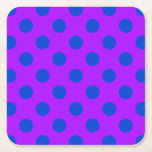 Blaue Polka Punkte auf lila Rechteckiger Pappuntersetzer<br><div class="desc">Blaue Polka Punkte auf lila</div>