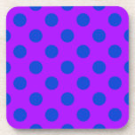 Blaue Polka Punkte auf lila Untersetzer<br><div class="desc">Blaue Polka Punkte auf lila</div>