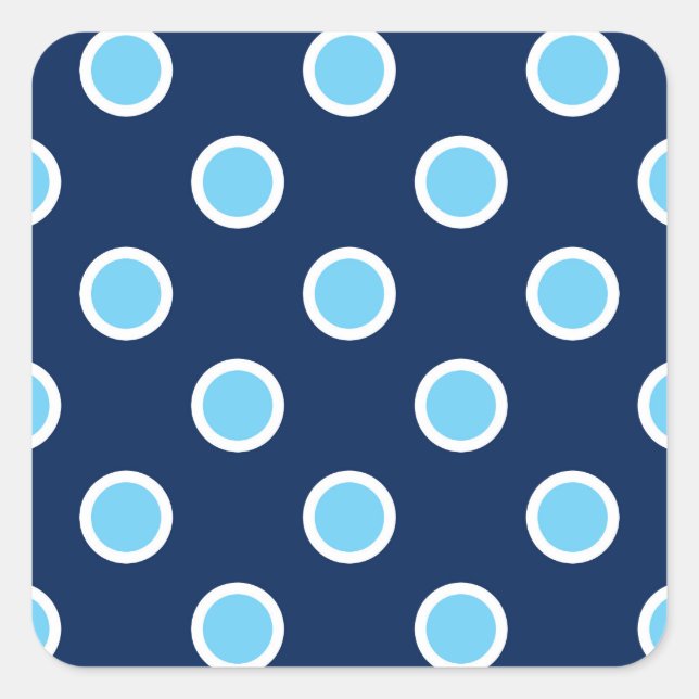 Blaue Polka-Punkte auf Umschlag Aufklebern der Mar Quadratischer Aufkleber (Vorderseite)