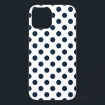 Blaue Polka-Punkte Case-Mate iPhone Hülle<br><div class="desc">Dunkelmarineblau-Polka-Punkte auf weißem Hintergrund</div>