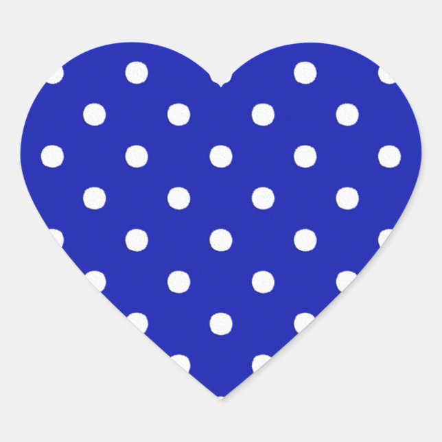 Blaue Polka-Punkte Herz-Aufkleber (Vorderseite)