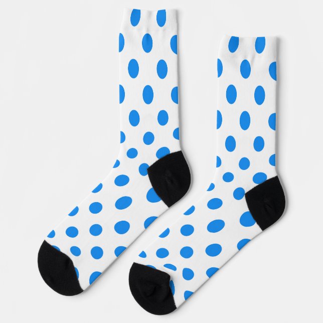 Blaue Polka-Punkte im Hintergrund Socken (Linkes Detail)