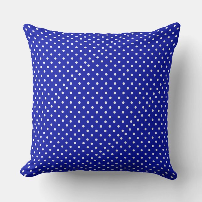 Blaue Polka-Punkte Kissen (Vorderseite)