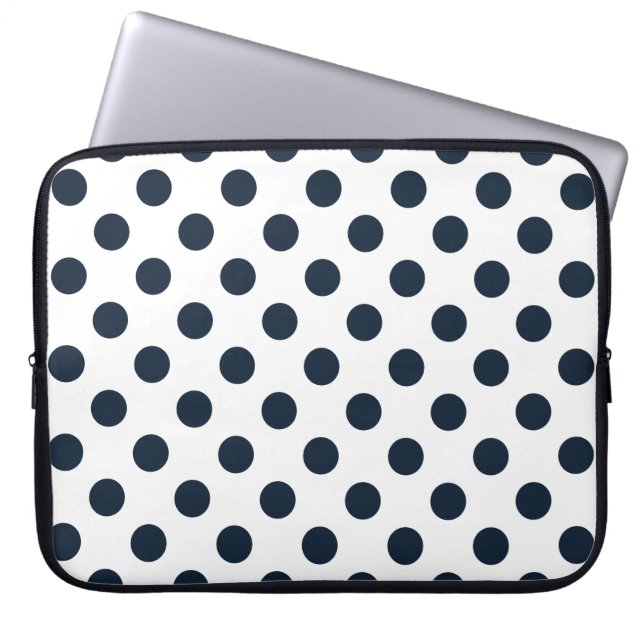 Blaue Polka-Punkte Laptopschutzhülle (Vorderseite)