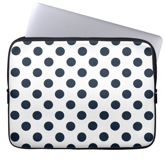 Blaue Polka-Punkte Laptopschutzhülle (Vorderseite)