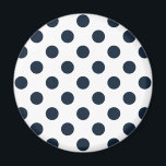 Blaue Polka-Punkte Magnet<br><div class="desc">Dunkelmarineblau-Polka-Punkte auf weißem Hintergrund</div>