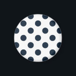 Blaue Polka-Punkte Magnet<br><div class="desc">Dunkelmarineblau-Polka-Punkte auf weißem Hintergrund</div>