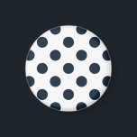 Blaue Polka-Punkte Magnet<br><div class="desc">Dunkelmarineblau-Polka-Punkte auf weißem Hintergrund</div>
