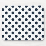 Blaue Polka-Punkte Mousepad<br><div class="desc">Dunkelmarineblau-Polka-Punkte auf weißem Hintergrund</div>