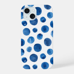 Blaue Polka-Punkte. nautisches Muster der Wasserfa iPhone 15 Hülle