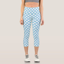 Blaue Polka-Punkte, Polka-Dot-Muster, Punkte, gepu Capri Leggings