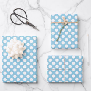 Blaue Polka-Punkte, Polka-Dot-Muster, Punkte, gepu Geschenkpapier Set