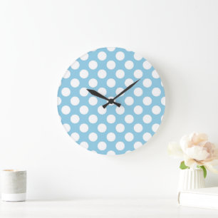 Blaue Polka-Punkte, Polka-Dot-Muster, Punkte, gepu Große Wanduhr