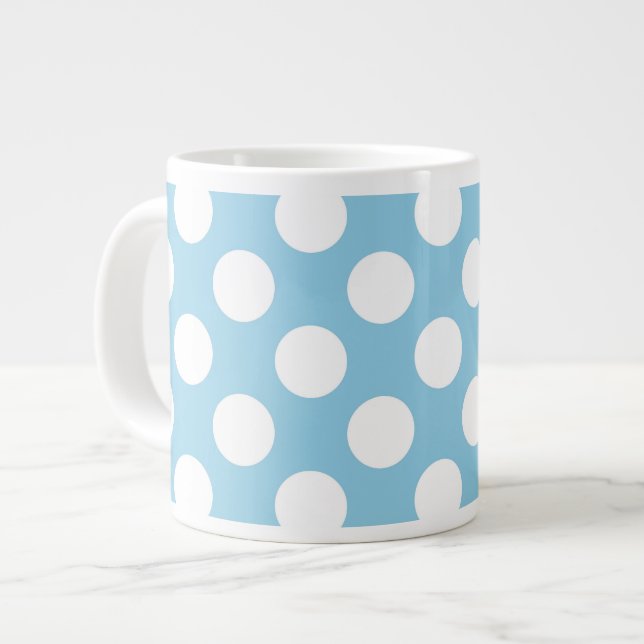 Blaue Polka-Punkte, Polka-Dot-Muster, Punkte, gepu Jumbo-Tasse (Vorderseite Links)