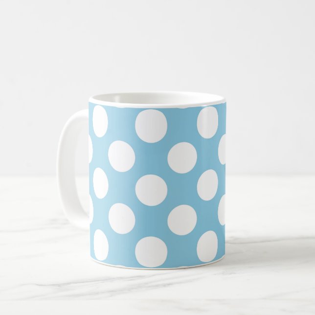 Blaue Polka-Punkte, Polka-Dot-Muster, Punkte, gepu Kaffeetasse (Vorderseite Links)