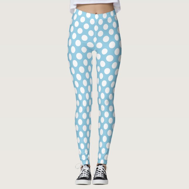Blaue Polka-Punkte, Polka-Dot-Muster, Punkte, gepu Leggings (Vorderseite)