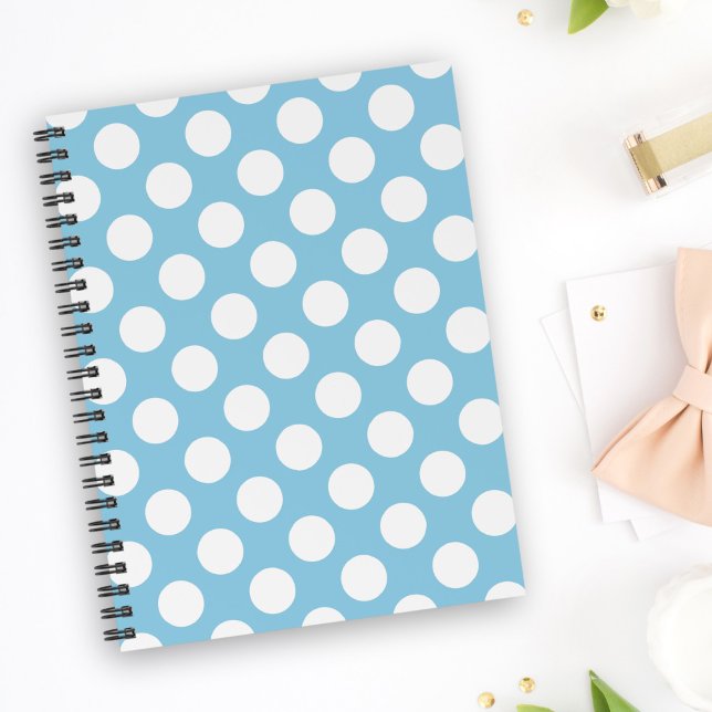 Blaue Polka-Punkte, Polka-Dot-Muster, Punkte, gepu Notizbuch (Von Creator hochgeladen)