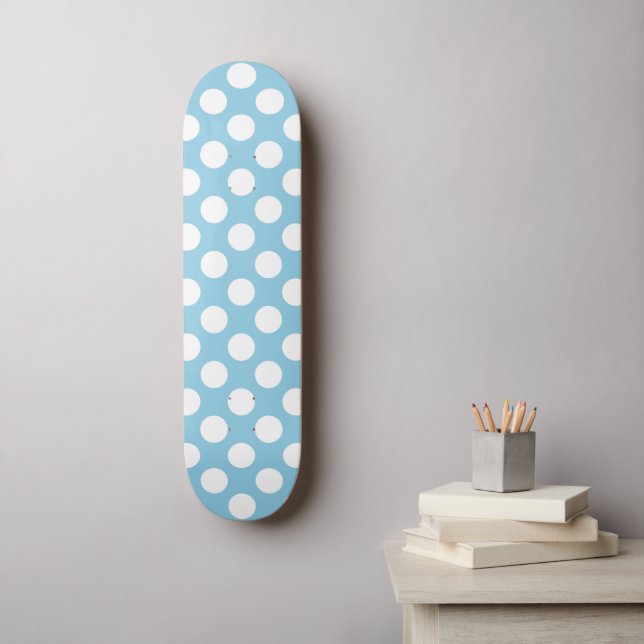 Blaue Polka-Punkte, Polka-Dot-Muster, Punkte, gepu Skateboard (Wandkunst)