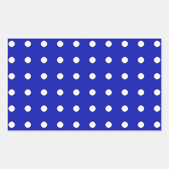 Blaue Polka-Punkte Rechteckiger Aufkleber (Vorderseite)