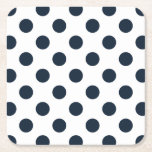 Blaue Polka-Punkte Rechteckiger Pappuntersetzer<br><div class="desc">Dunkelmarineblau-Polka-Punkte auf weißem Hintergrund</div>