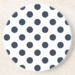 Blaue Polka-Punkte Sandstein Untersetzer<br><div class="desc">Dunkelmarineblau-Polka-Punkte auf weißem Hintergrund</div>