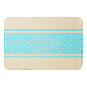Blaue Polka-Punkte und gelbe Badematte
