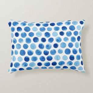 Blaue Polka Punkte, wasserfarbenes, nahtloses Must Dekokissen