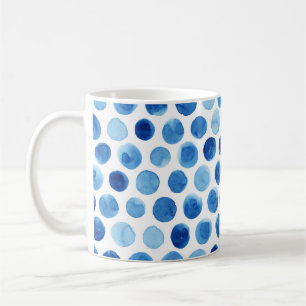 Blaue Polka Punkte, wasserfarbenes, nahtloses Must Kaffeetasse