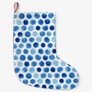 Blaue Polka Punkte, wasserfarbenes, nahtloses Must Kleiner Weihnachtsstrumpf