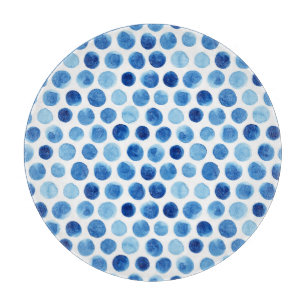 Blaue Polka Punkte, wasserfarbenes, nahtloses Must Schneidebrett