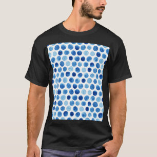 Blaue Polka Punkte, wasserfarbenes, nahtloses Must T-Shirt