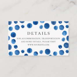 Blaue Polka punktet mit Hochzeitsdetails. Wasserfa Begleitkarte