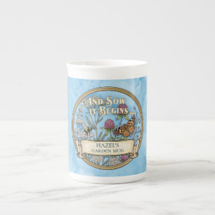 Blaue Pollinator-Garten Bone China Tasse